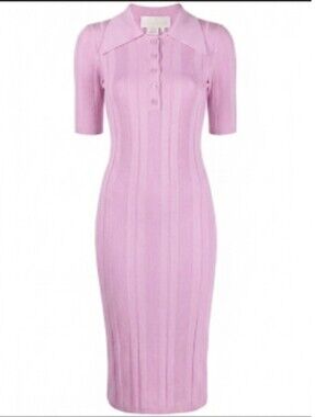 NWT Remain By Birger Christensen Evial Ribbed Polo Dress Pink Lavender